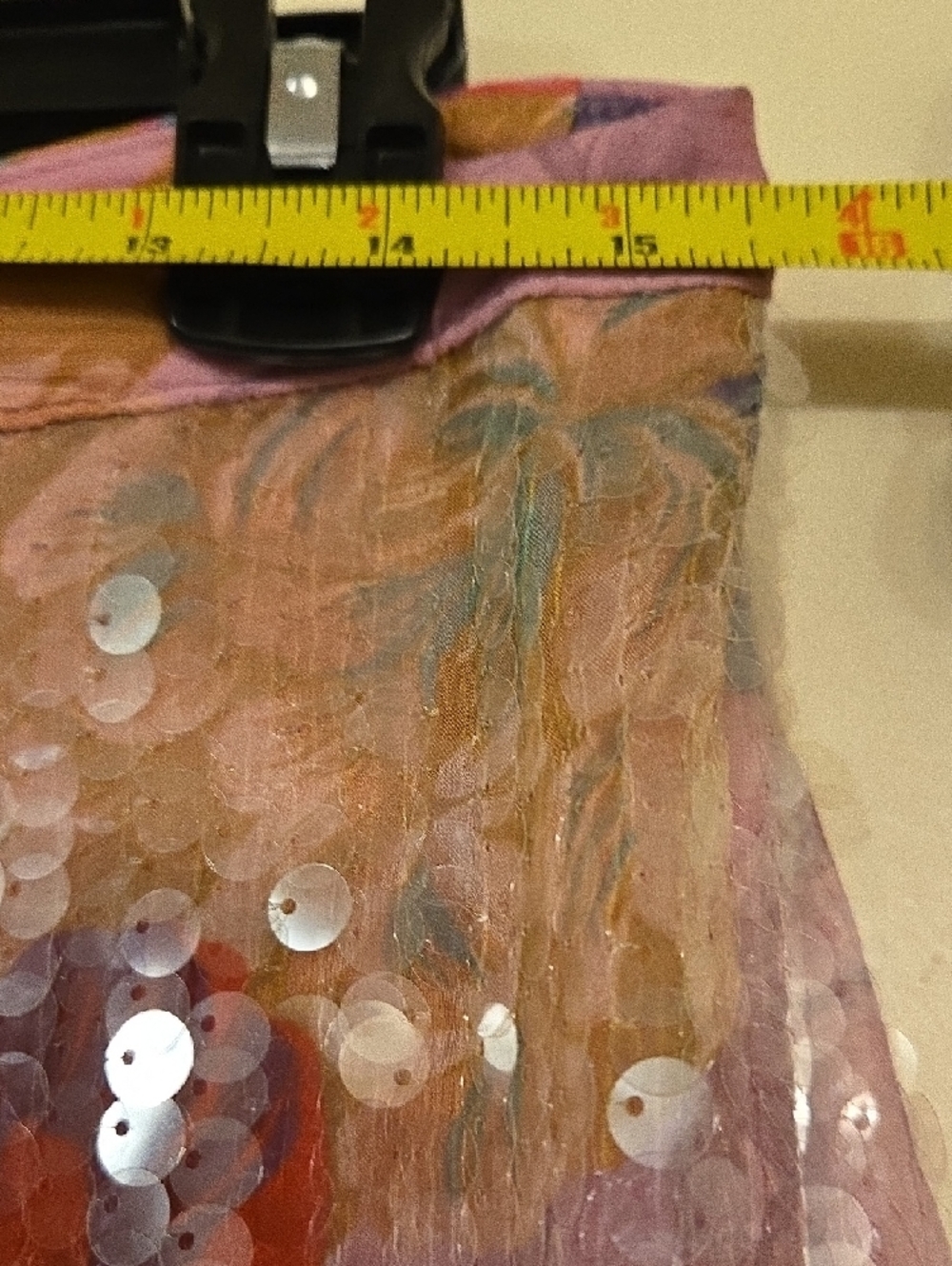 Anthropologie Pink Floral Sequin Midi Skirt, Size 10 - Picture 7 of 8